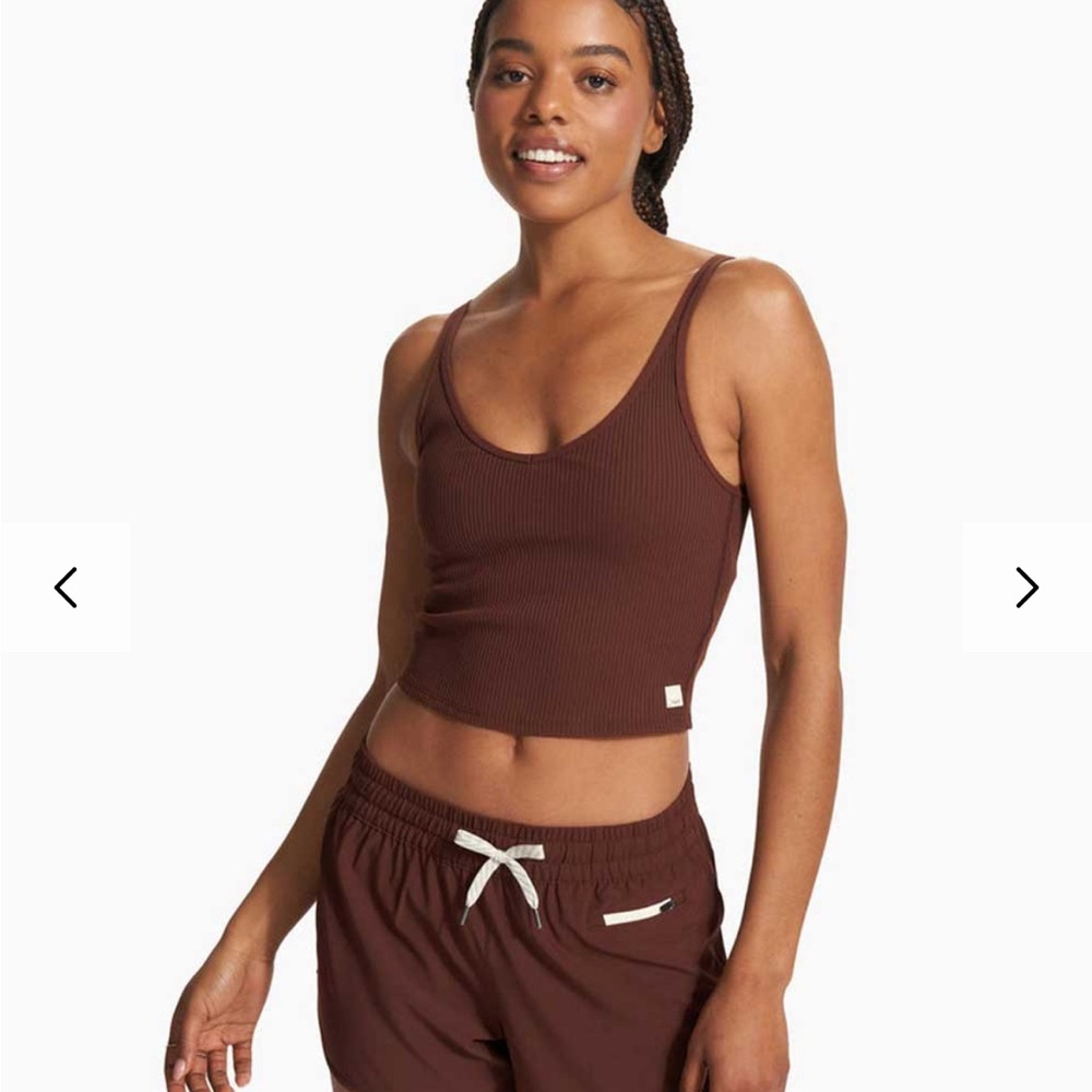 Vuori Ribbed Crop Tank | Berry Color | Ships Next Day - Picture 9 of 10